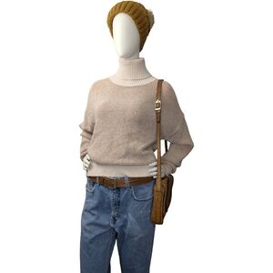 Camel And Cream Oversized Turtleneck By Kerisma, Super soft, Women's Size M/L